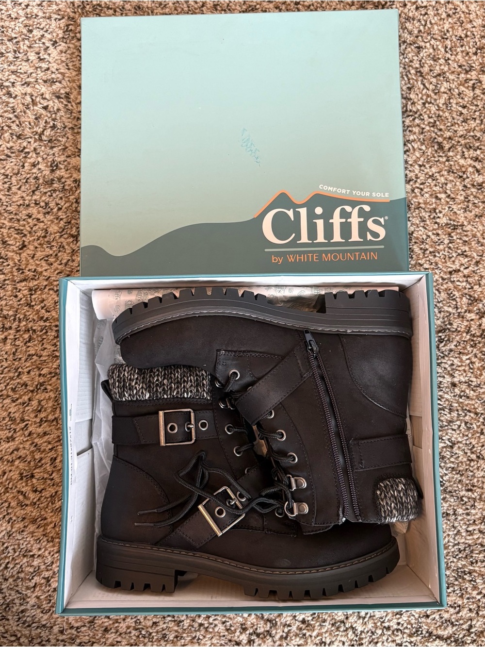 Cliffs by WHITE MOUNTAIN Black Lace-Up Ankle Boots BNIB women’s size 8